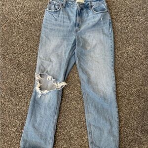 Abercrombie & Fitch Light Blue Distressed Straight Leg Jeans
